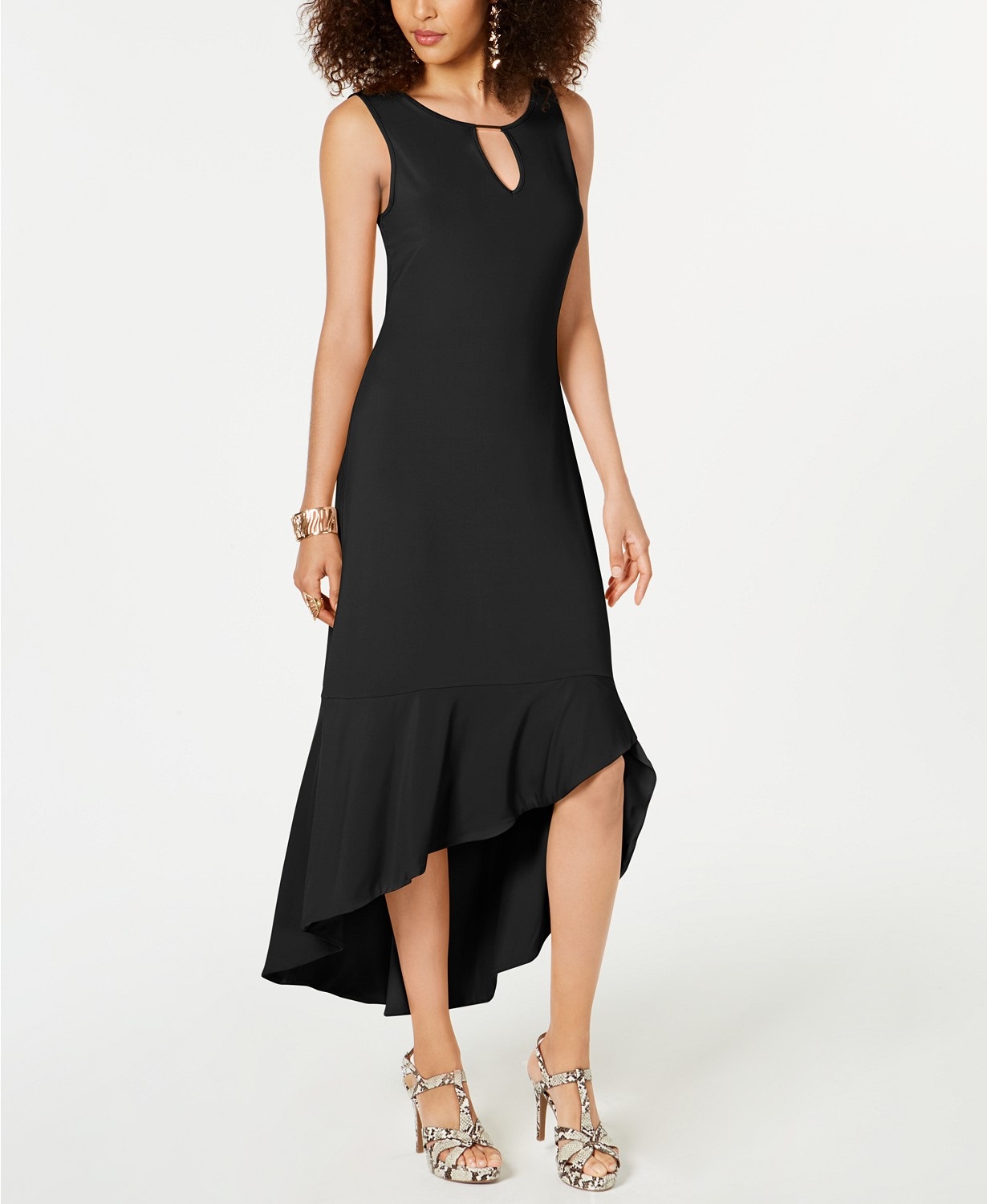 Thalia Sodi Women's Flounce-Hem Maxi Dress Black Size Extra Large
